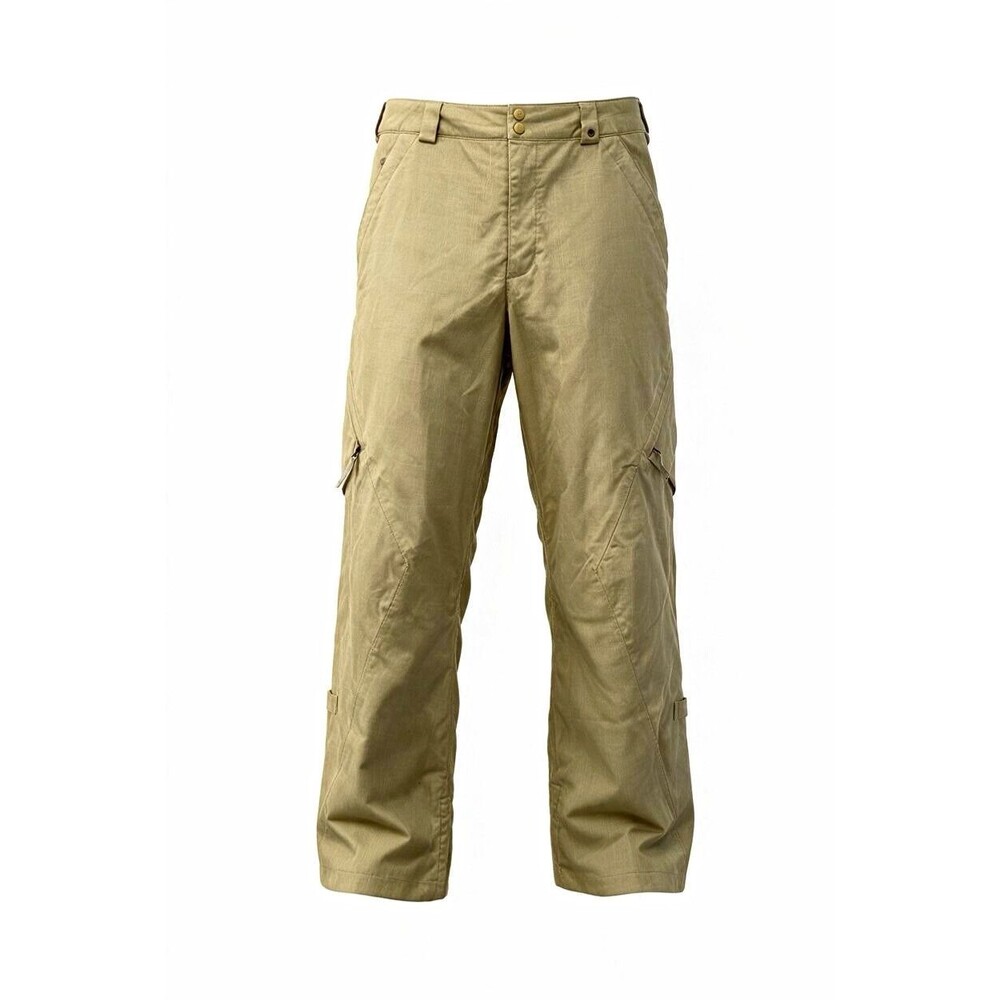 Burton Mens L Tan Beige Cargo Snowboard Pants Waterproof Ski Vent Gaiters 36x34